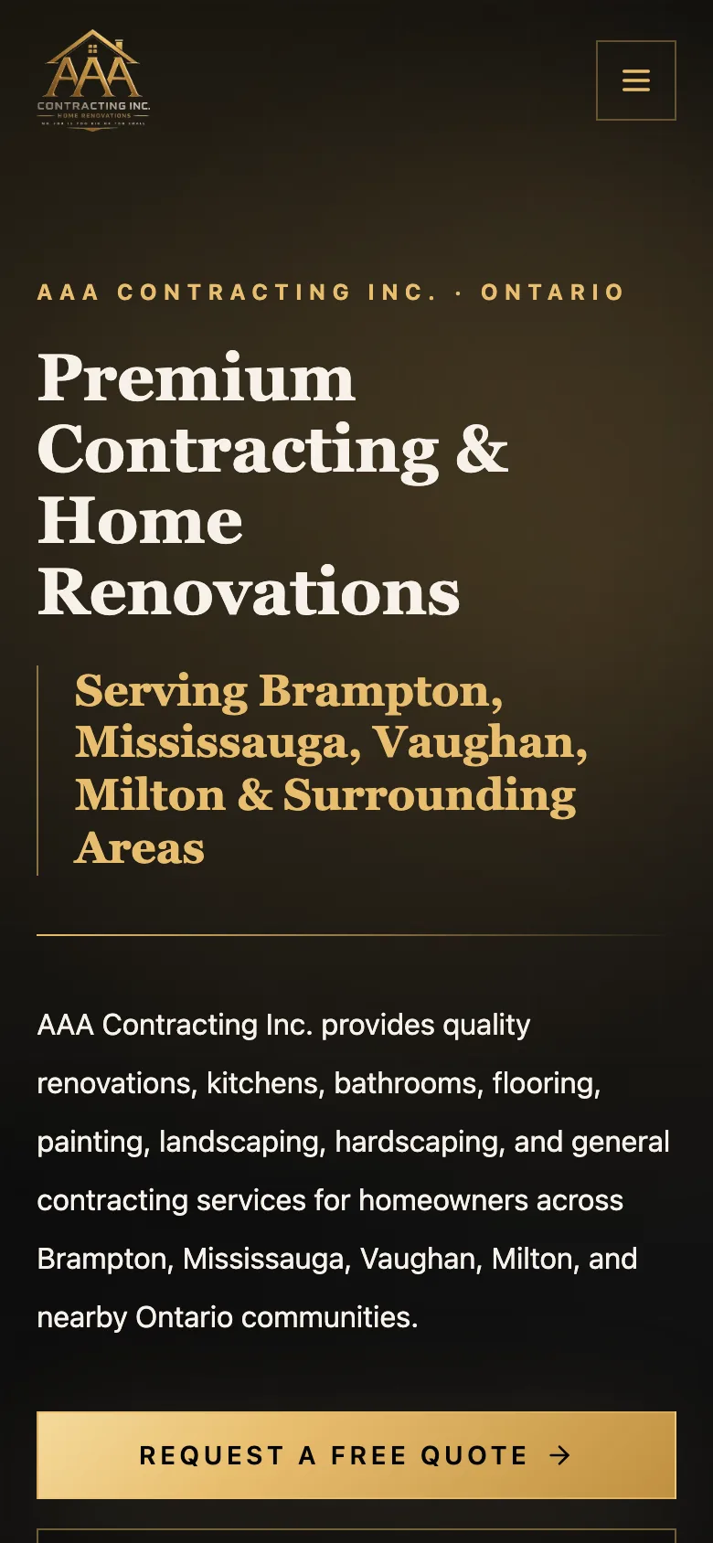 AAA Contracting mobile screenshot